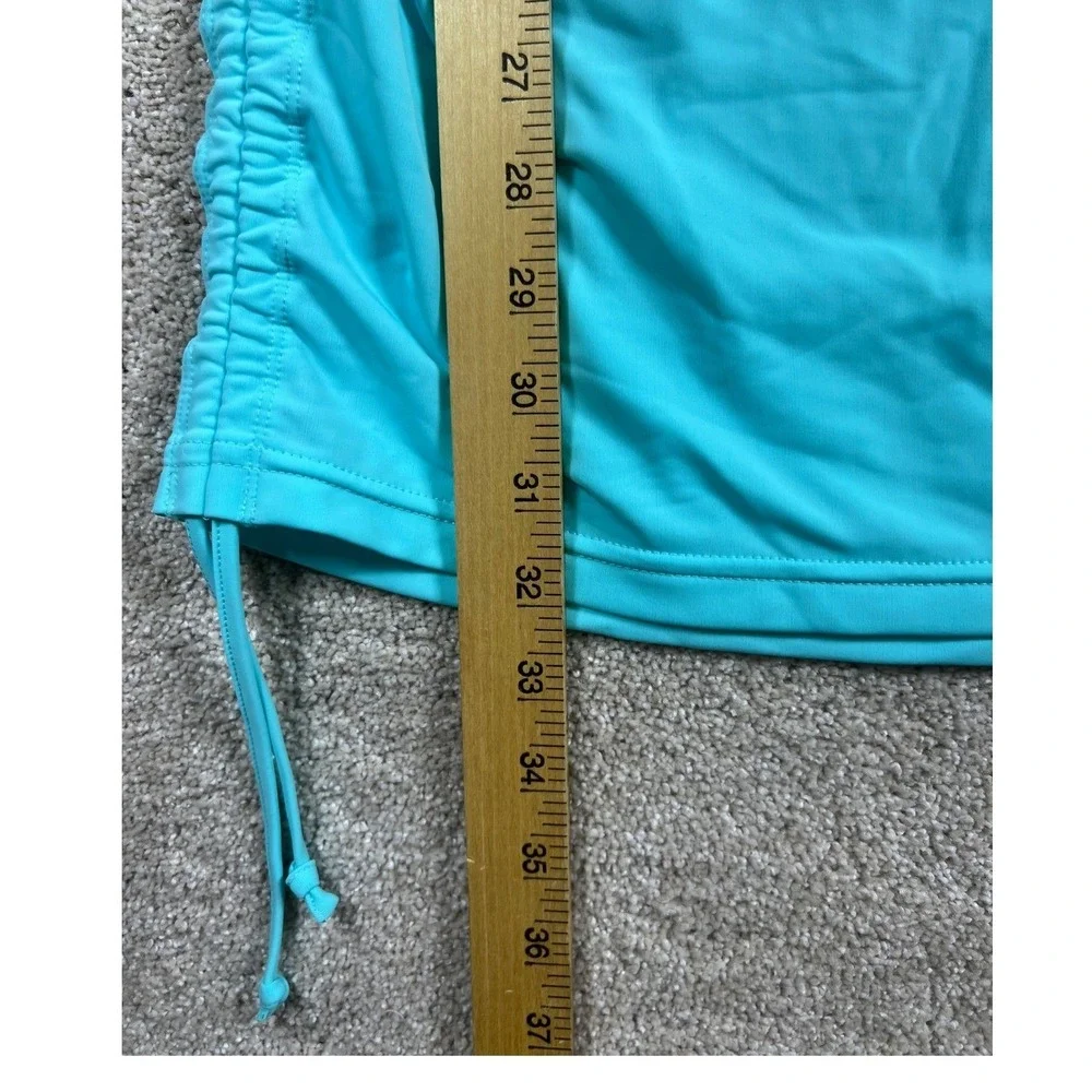 Athleta Swim Dress Rash Guard NWT Turquoise Cover Up UPF 50+ Ruched L - Picture 7 of 8